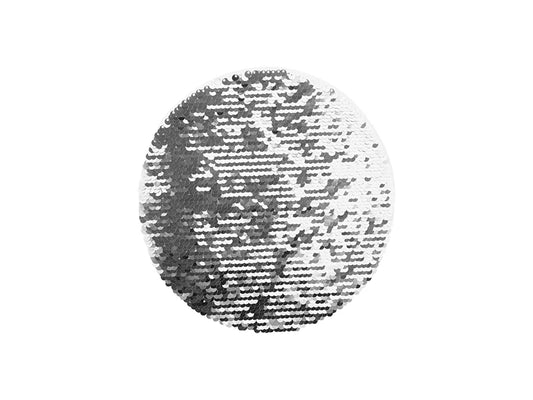 Sublimation φ19cm Flip Sequins Adhesive White Base(Round, Silver w/ White)