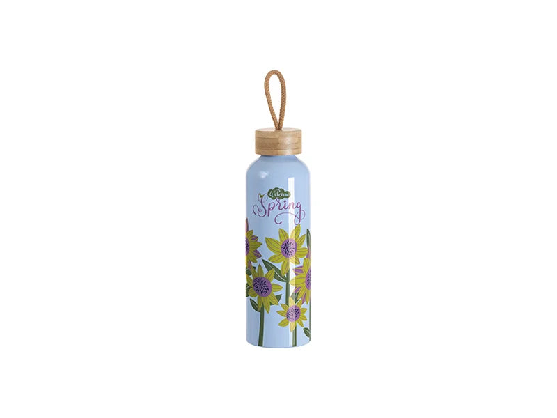 Sublimation Blanks 20oz/600ml Aluminum Water Bottle w/ Bamboo Lid (Light Blue)