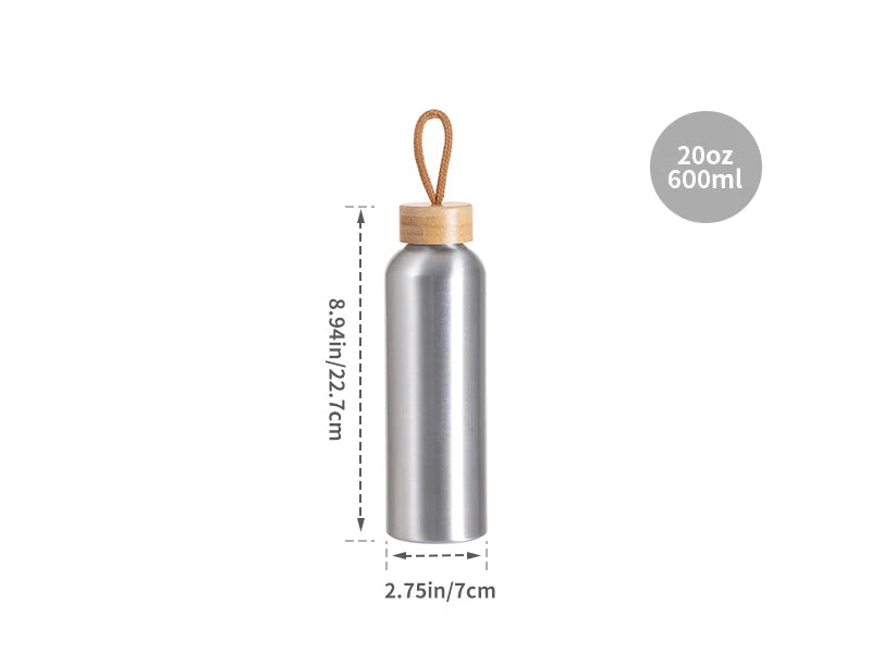 Sublimation Blanks 20oz/600ml Aluminum Water Bottle w/ Bamboo Lid