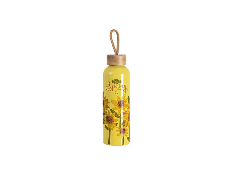 Sublimation Blanks 20oz/600ml Aluminum Water Bottle w/ Bamboo Lid (Yellow)