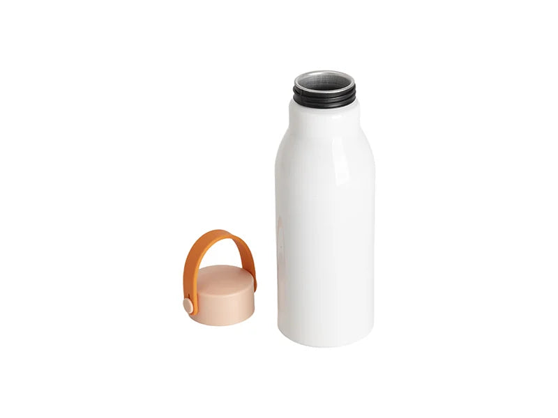 20oz/650ml Sublimation Aluminum Bottle w/ Carry Handle Lid(Peach Lid & Orange Handle)