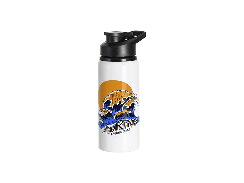 Sublimation Blanks 20oz/600ml White Aluminium Bottle w/ Black Portable Flip Lid