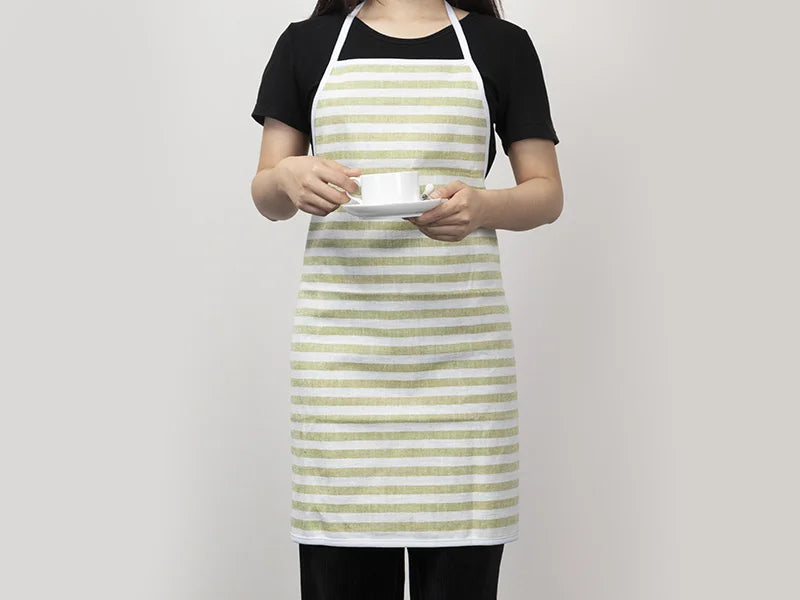Sublimation Blanks Linen Apron (69*72cm, Beige and Light Green Stripe)