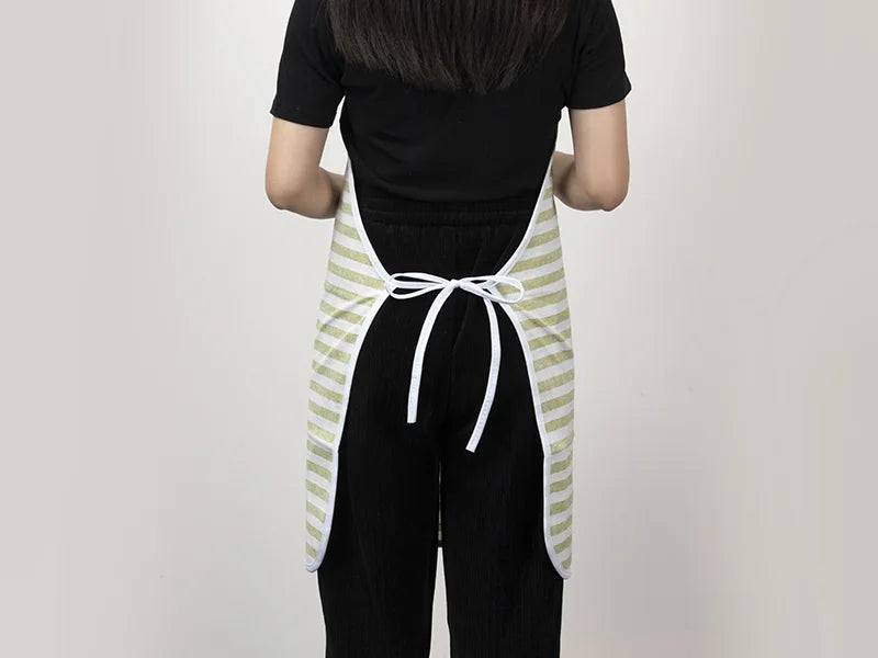 Sublimation Blanks Linen Apron (69*72cm, Beige and Light Green Stripe)