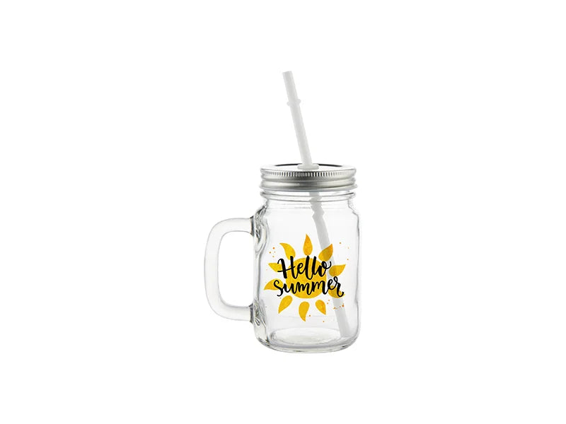 12oz/350ml Sublimation Blanks Mason Jar w/ Straw (Clear)