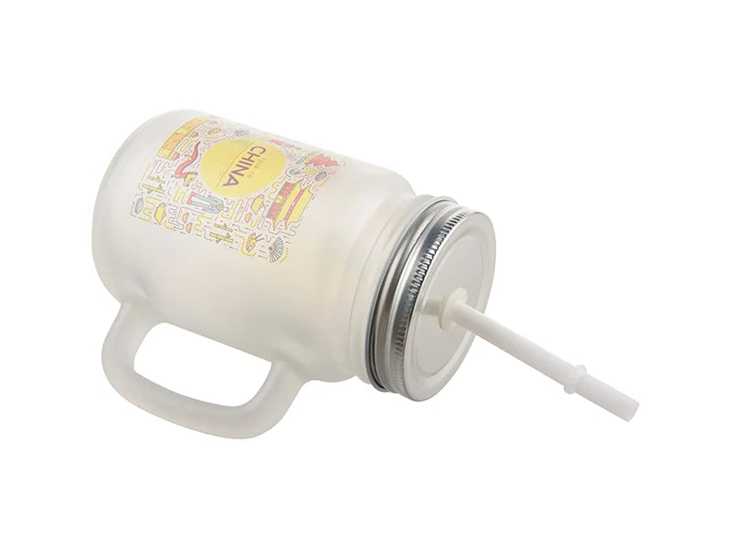 Sublimation 12oz/350ml Mason Jar w/ Straw(Frosted)