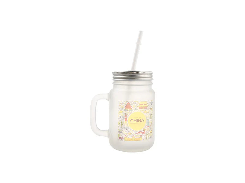 Sublimation 12oz/350ml Mason Jar w/ Straw(Frosted)