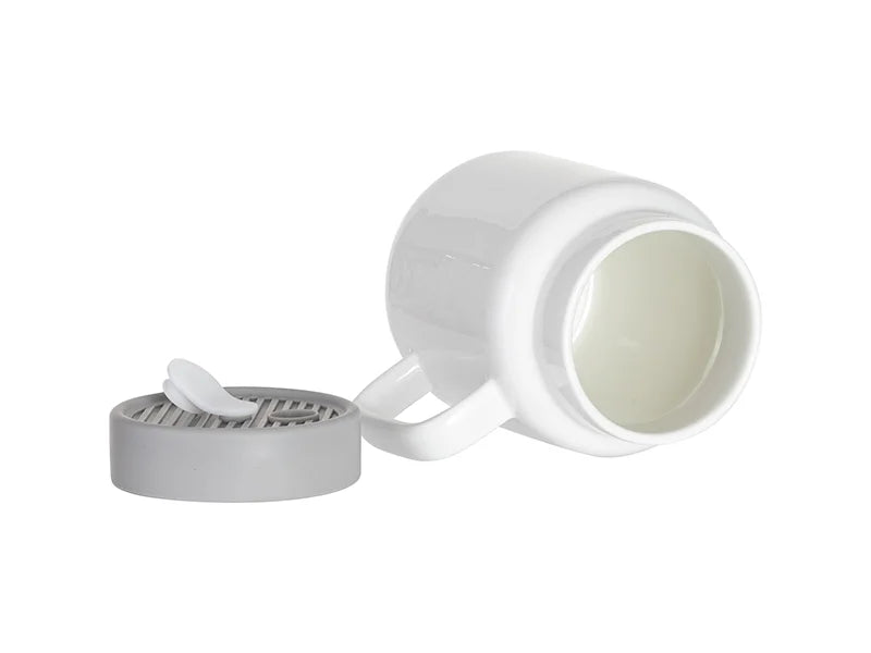 Sublimation Blanks 16oz/500ml Ceramic Mason Jar with Gray Silicon Lid (White)