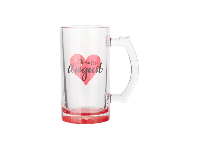 16oz Sublimation Clear Glass Beer Mug (Red Bottom)