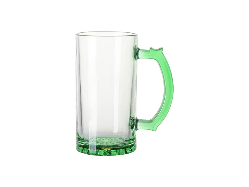 Sublimation Blanks 16oz Clear Beer Mug(Green Bottom & Handle)
