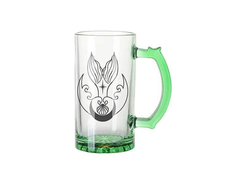 Sublimation Blanks 16oz Clear Beer Mug(Green Bottom & Handle)