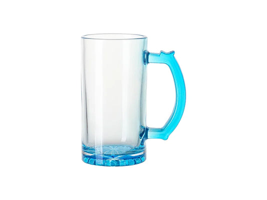 Sublimation Blanks 16oz Clear Beer Mug(Light Blue Bottom & Handle)