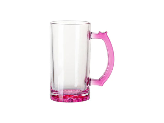 Sublimation Blanks 16oz Clear Beer Mug(Purple Bottom & Handle)
