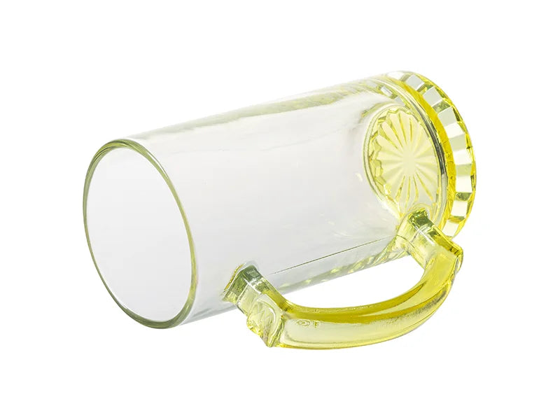 Sublimation Blanks 16oz Clear Beer Mug(Yellow Bottom & Handle)