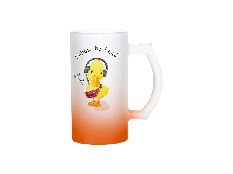 Sublimation 16oz Glass Beer Mug Gradient Orange