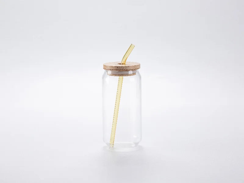 20cm Curved Yellow Glass Straw