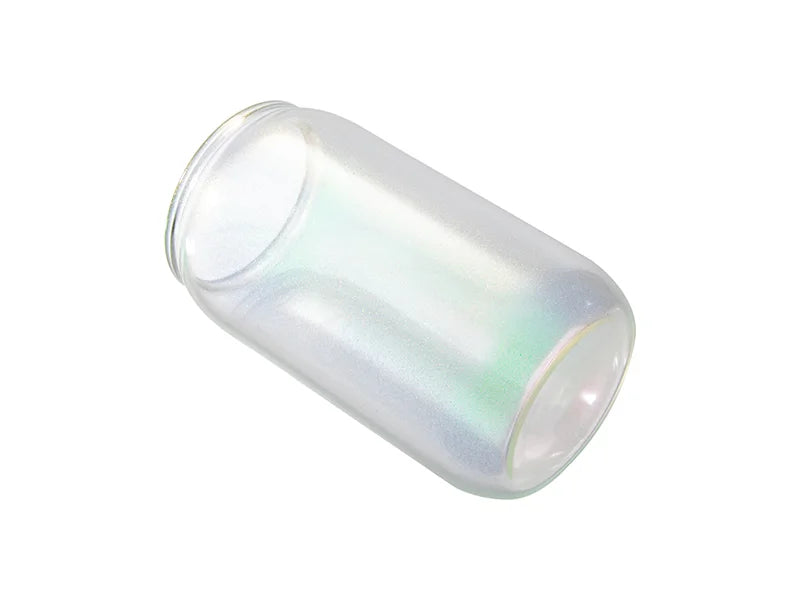 Sublimation Blanks 13oz/400ml Clear Iridescent Glass Can with Bamboo Lid