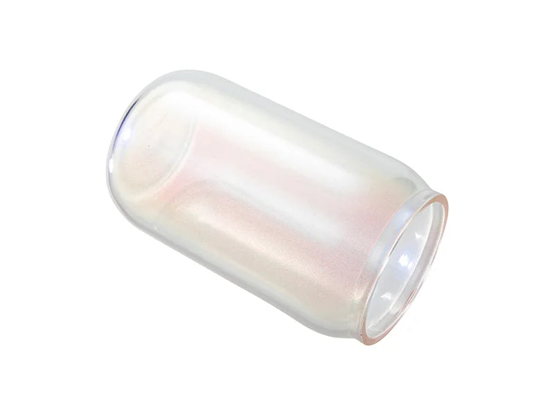 Sublimation Blanks 13oz/400ml Clear Iridescent Glass Can with Bamboo Lid