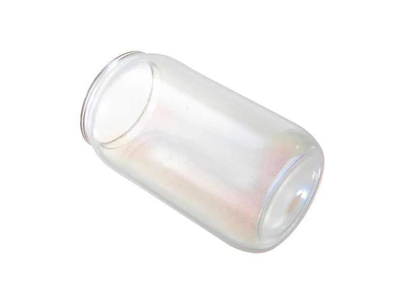 Sublimation Blanks 13oz/400ml Clear Iridescent Glass Can with Bamboo Lid