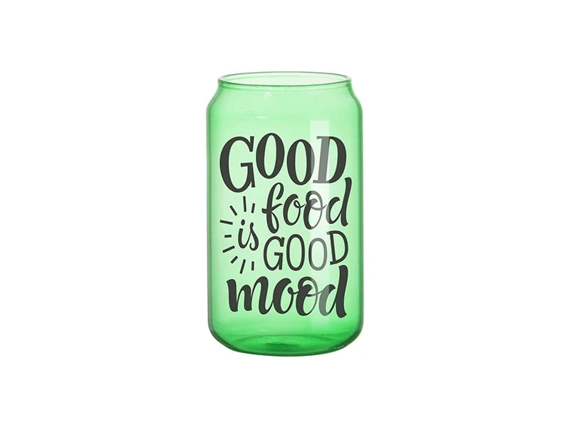 Sublimation Blanks 13oz/400ml Full Color Can Glass Mug with Straw (Green)