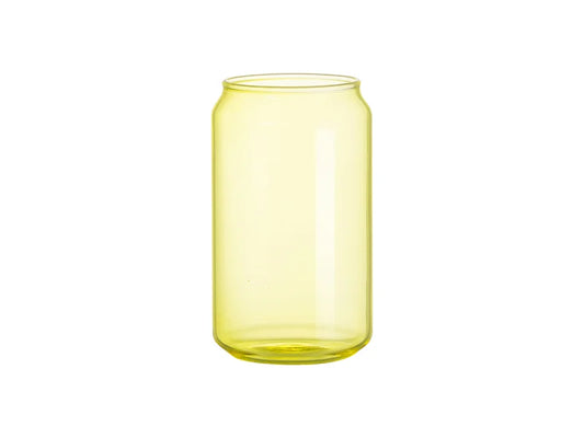 Sublimation Blanks 13oz/400ml Full Color Can Glass Mug with Straw (Yellow)