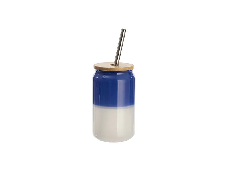 Sublimation Blanks 13oz/400ml Thermal Color Change Glass Can with Bamboo Lid