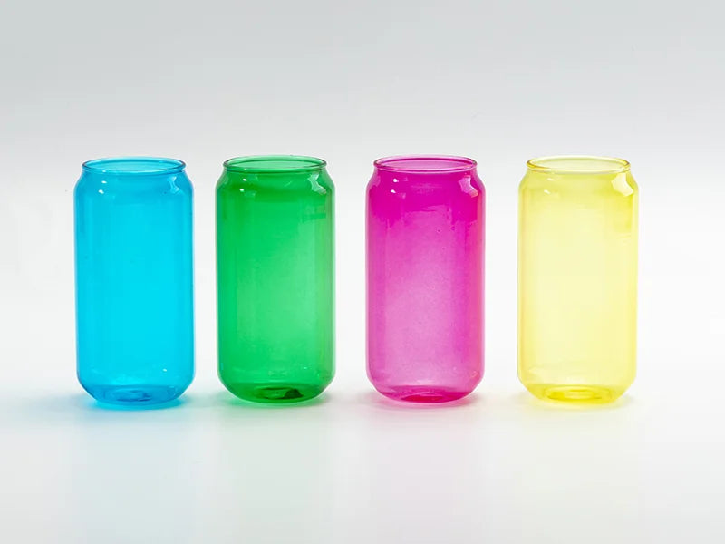 Sublimation Blanks 18oz/550ml Full Color Can Glass Mug with Straw(Purple)