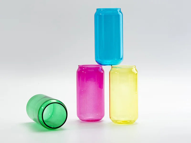 Sublimation Blanks 18oz/550ml Full Color Can Glass Mug with Straw(Purple)