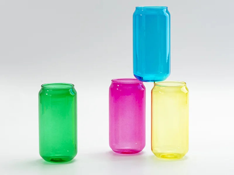 Sublimation Blanks 18oz/550ml Full Color Can Glass Mug with Straw(Purple)
