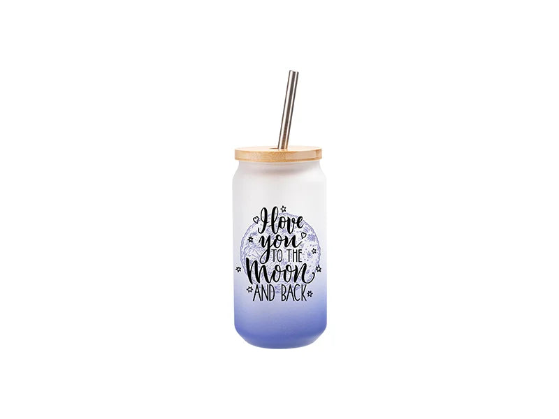 Sublimation Blanks 18oz/550ml Glass Mug Gradient Dark Blue
