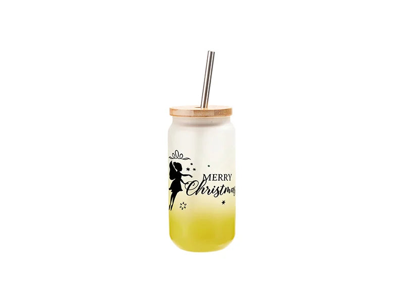 Sublimation Blanks 18oz/550ml Glass Mug Gradient Lemon Yellow