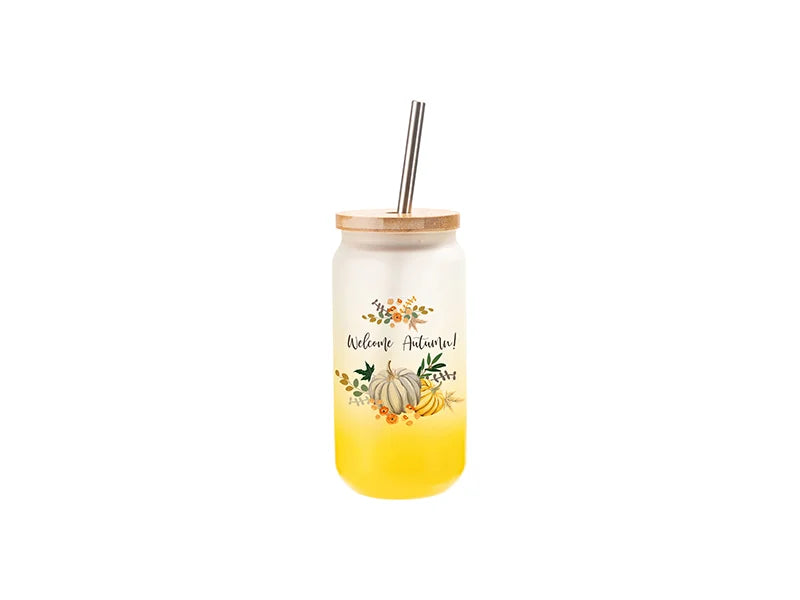 Sublimation Blanks 18oz/550ml Glass Mug Gradient Yellow