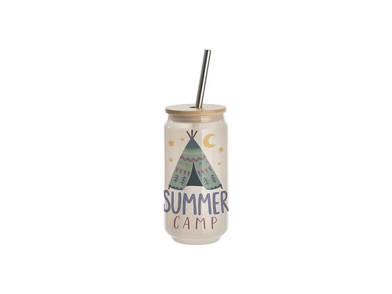 Sublimation Blanks 18oz/550ml Cold Color Change Glass Can with Bamboo Lid