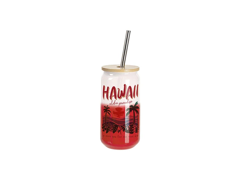 Sublimation Blanks 18oz/550ml Cold Color Change Glass Can with Bamboo Lid