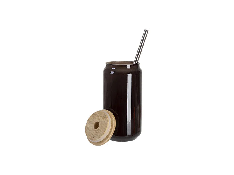 Sublimation Blanks 18oz/550ml Thermal Color Change Glass Can with Bamboo Lid