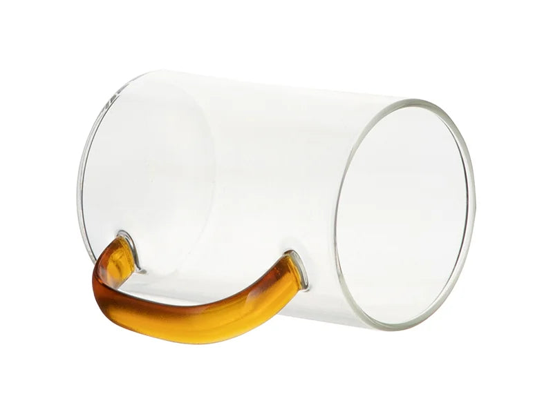 Sublimation 12oz/360ml Glass Mug w/ Red Handle(Clear)