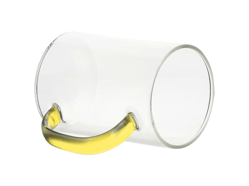 Sublimation 12oz/360ml Glass Mug w/ Yellow Handle(Clear)