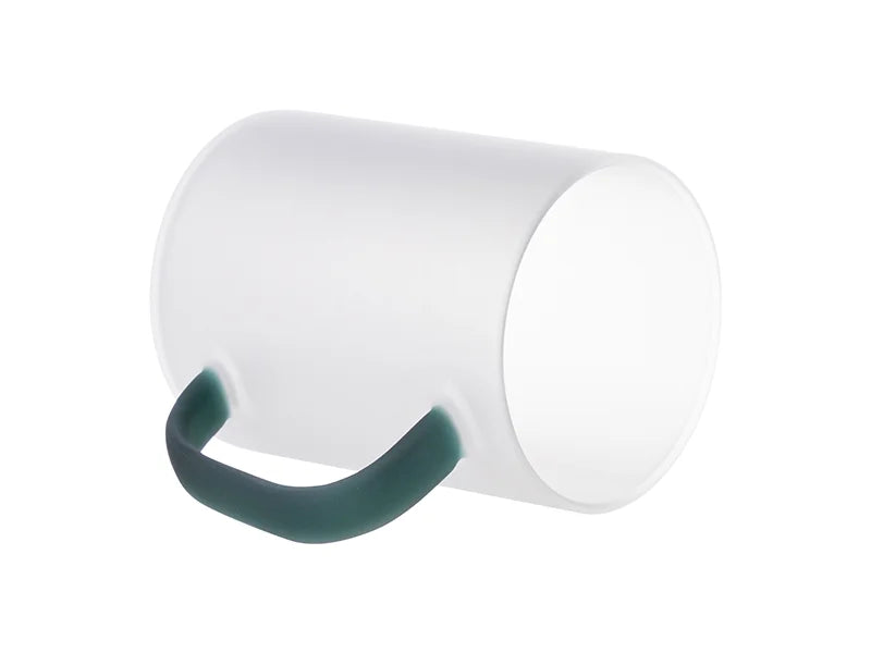 Sublimation Blanks 15oz/450ml Glass Mug w/ Green Handle(Frosted)