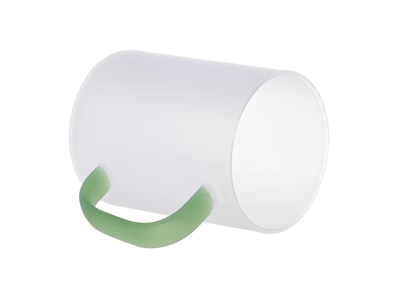 Sublimation Blanks 15oz/450ml Glass Mug w/ Light Green Handle(Frosted)