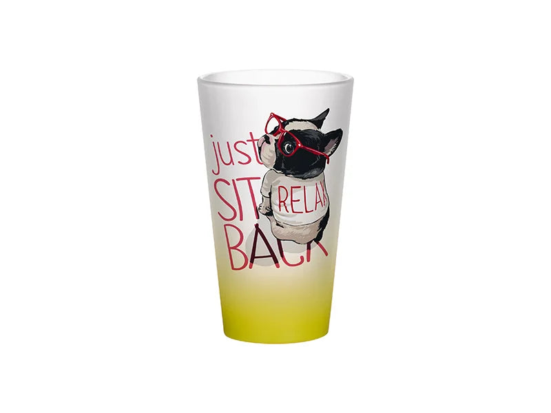 17oz Sublimation Glass Mug (Gradient Color  Lemon Yellow)