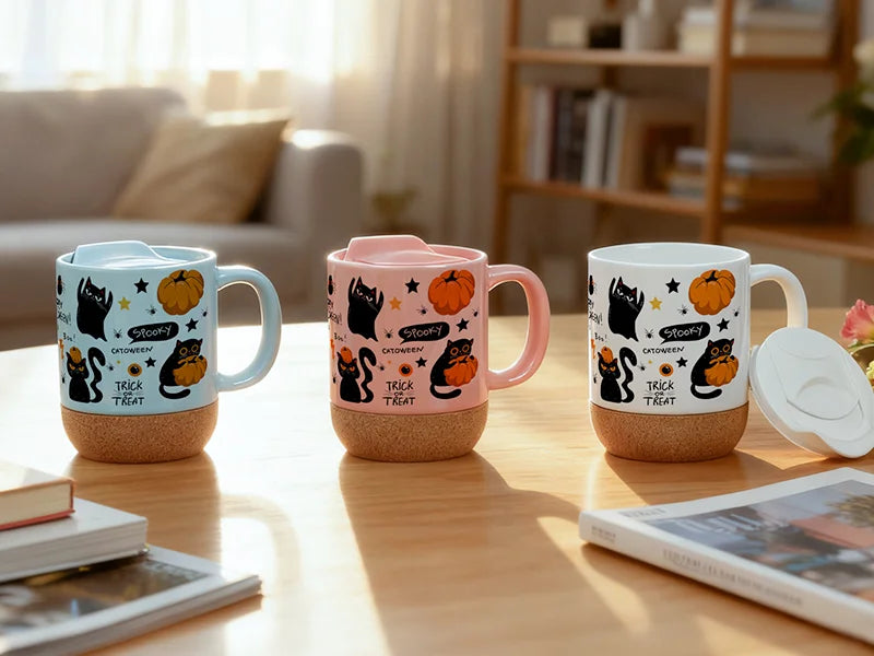 Sublimation 14oz/420ml Ceramic Cork Bottom Coaster Mug