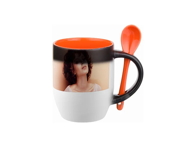 Sublimation 11oz Changing Color Spoon Mug (Orange)