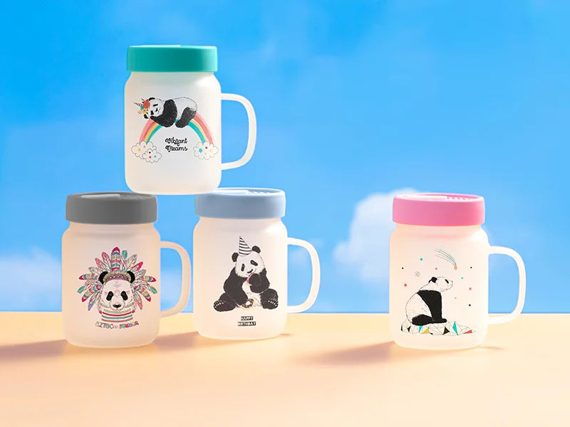 20oz/600ml Glass Mason Jar w/ Silicon Lid (Frosted,Light Blue)