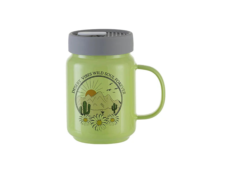 Sublimation Blanks 20oz/600ml Glass Mason Jar w/ Silicon Lid (Green)
