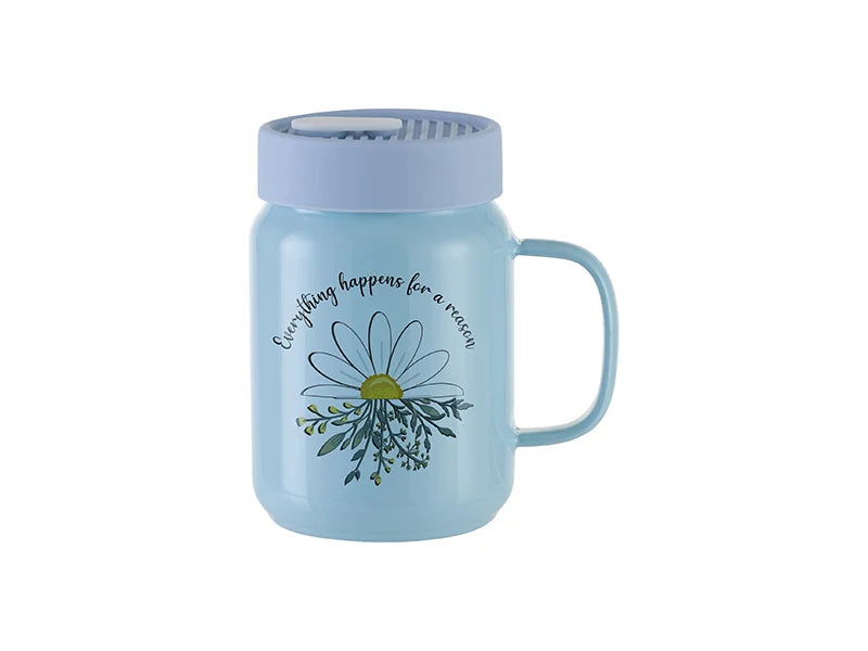 Sublimation Blanks 20oz/600ml Glass Mason Jar w/ Silicon Lid (Light Blue)