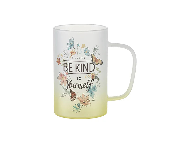 18oz/540ml Glass Beer Coffee Mugs(Frosted, Gradient Yellow)