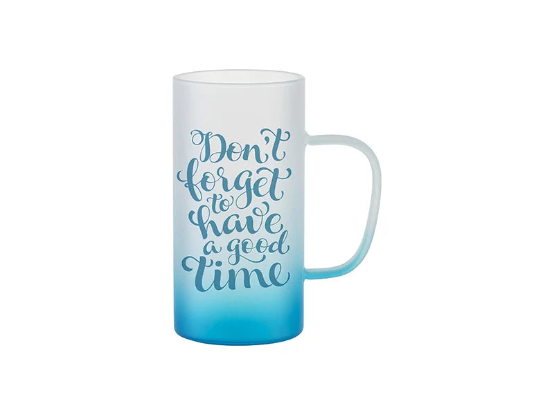 22oz/650m Glass Mug(Frosted, Gradient Blue)