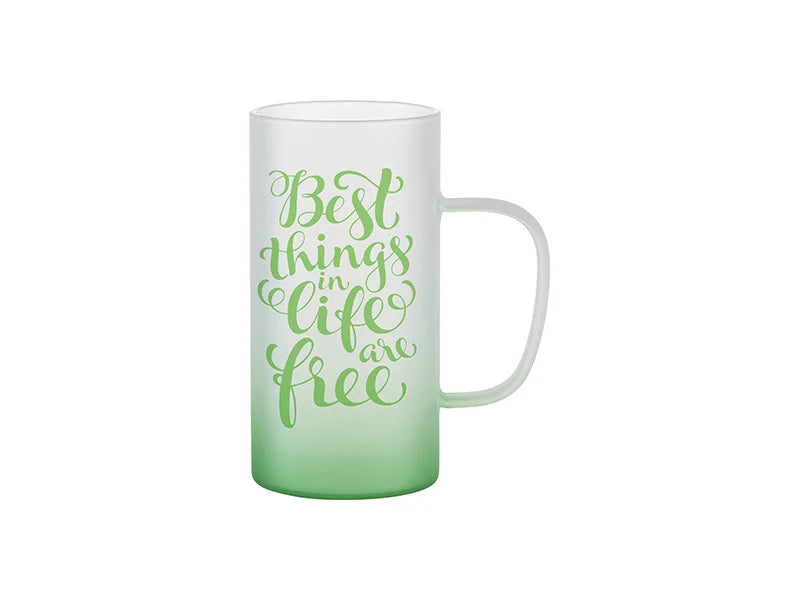 22oz/650m Glass Mug(Frosted, Gradient Pink)