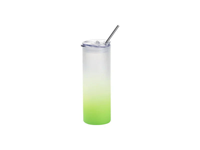Sublimation Blanks 25oz/750ml Glass Skinny Tumbler with Plastic Straw&Lid(Frosted)