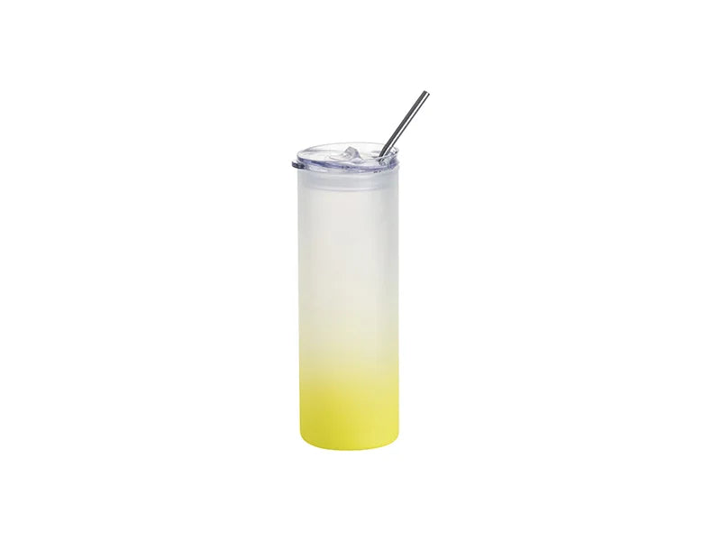 Sublimation Blanks 25oz/750ml Glass Skinny Tumbler with Plastic Straw&Lid(Frosted)